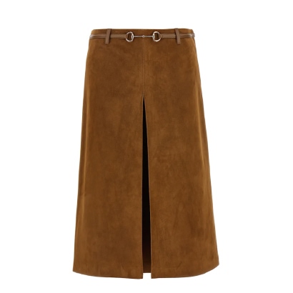 Gucci Horsebit Suede Skirt 