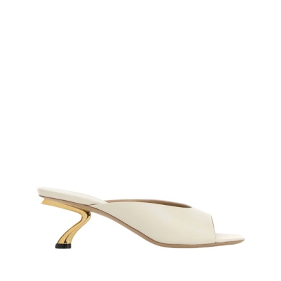 Ferragamo Ivory Leather Igea Mules Mascarpone Scarpe Con Tacco