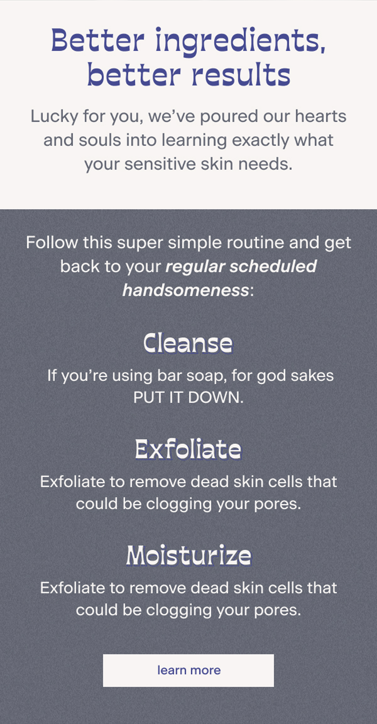 learn more about taking care of sensitive skin