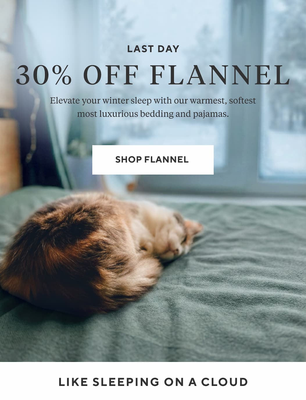 The Legacy Collection A NEW ERA OF Last Day 30% OFF FLANNEL Elevate your winter sleep with our warmest, softest most luxurious bedding and pajamas. Shop Flannel >HEIRLOOM Our most luxurious, extra-long staple organic cotton bedding, now available in the purest undyed shade.  Shop Heirloom Sateen > LIKE SLEEPING ON A CLOUD