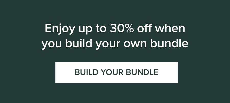 Promotion banner offering up to 30% off custom skincare bundles.