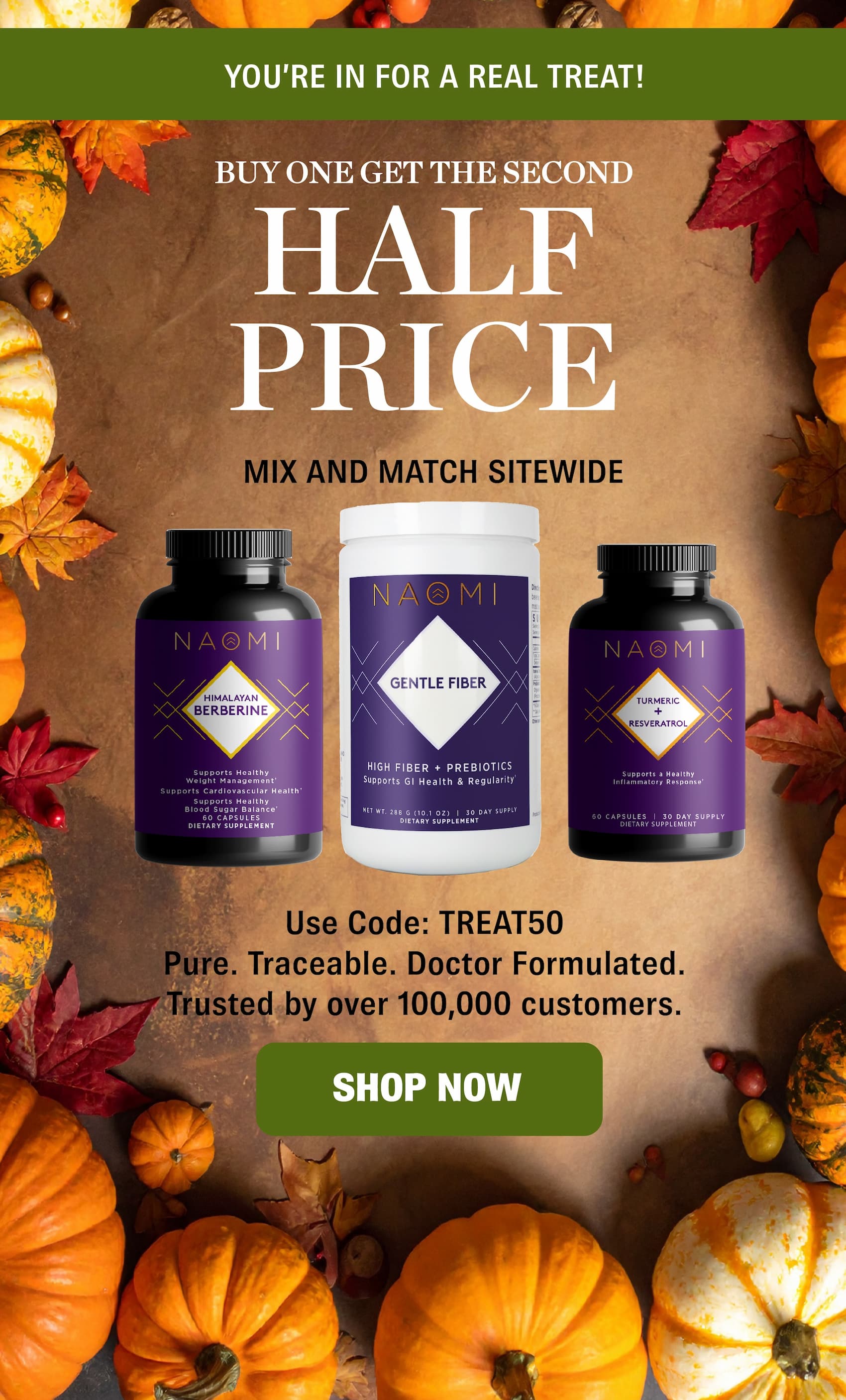 Halloween Sale Use Code TREAT50 to get buy one and get the second half price