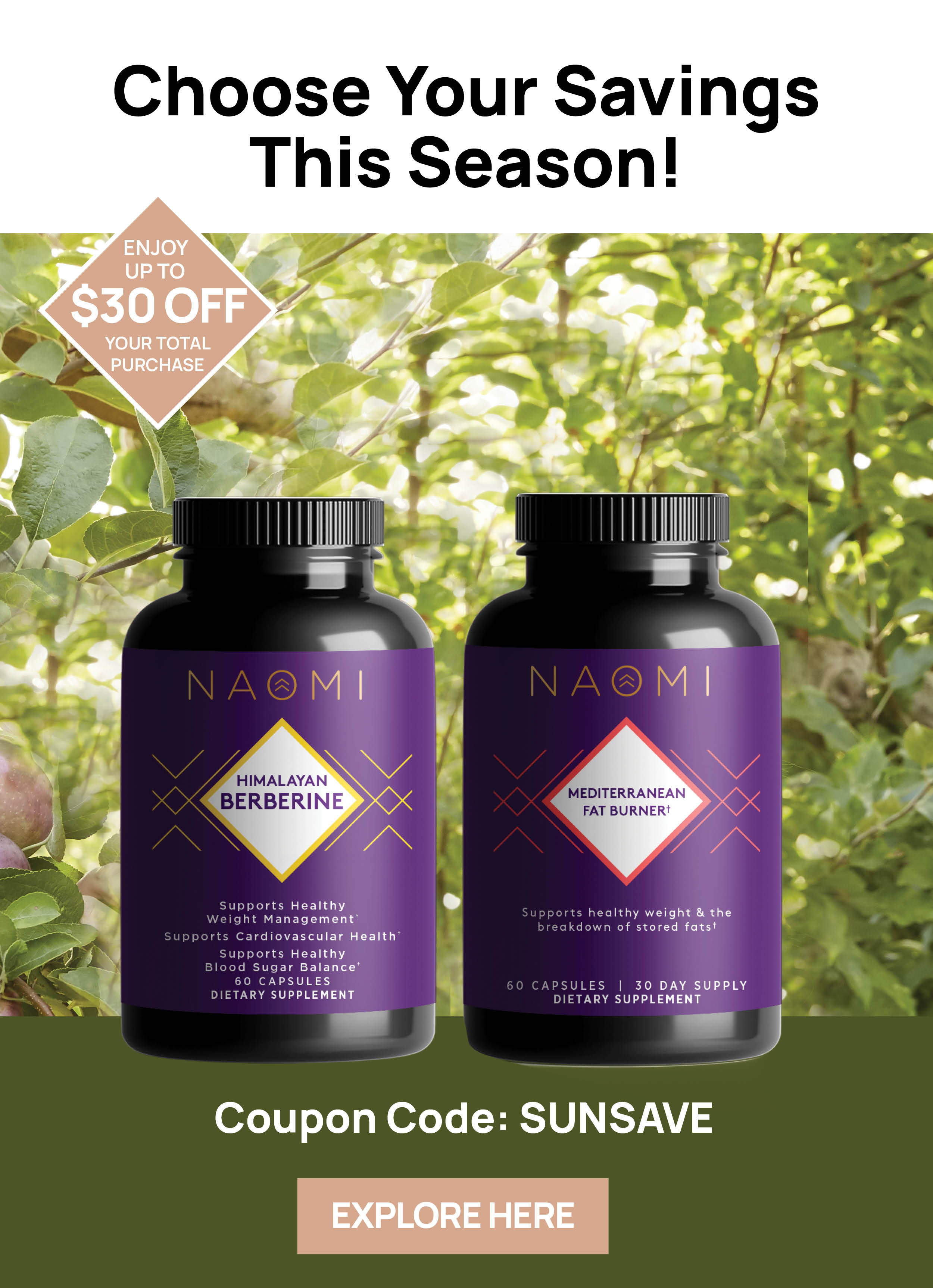 Stack more, Save more for up to $30 off with code SUNSAVE.