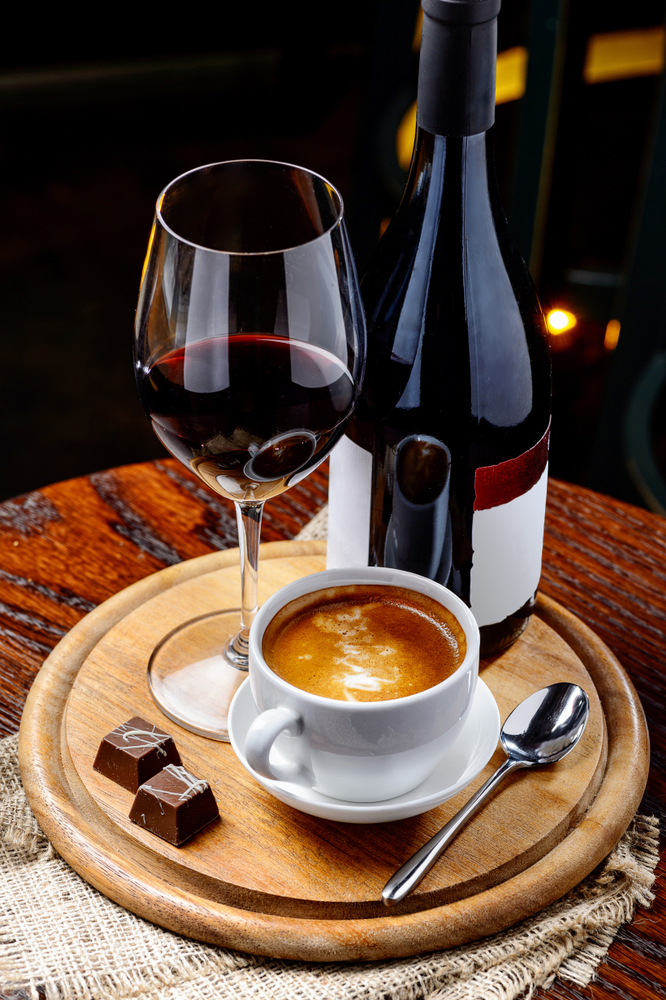 Red wine, coffee and chocolate