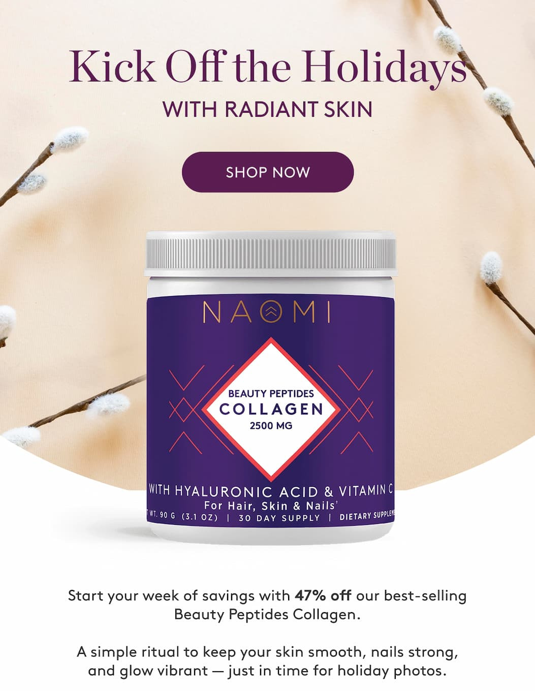 Start your week of savings with 47% off our best-selling Beauty Peptides Collagen
