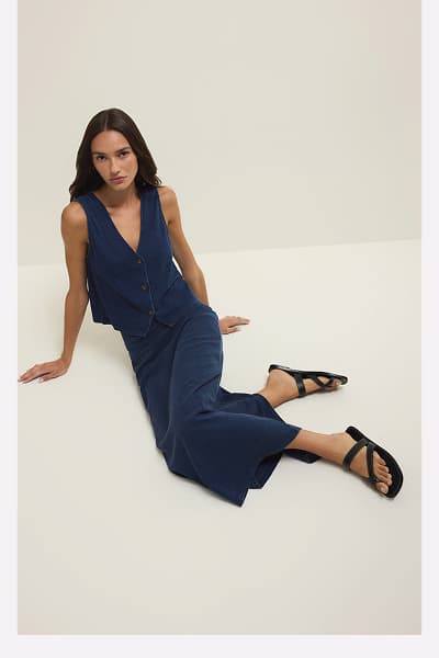 Shop Gail Jersey Denim Midi Skirt