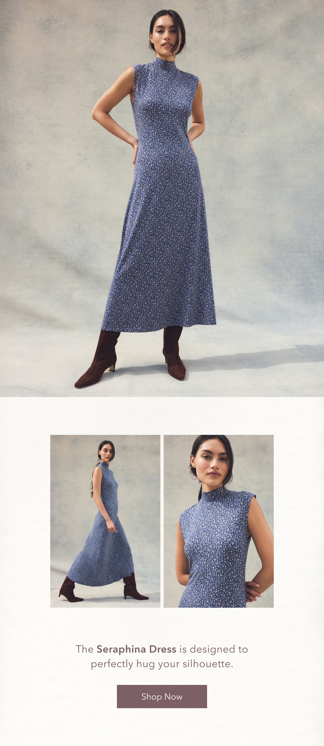 The Seraphina Dress is designed to perfectly hug your silhouette. Shop the Seraphina.