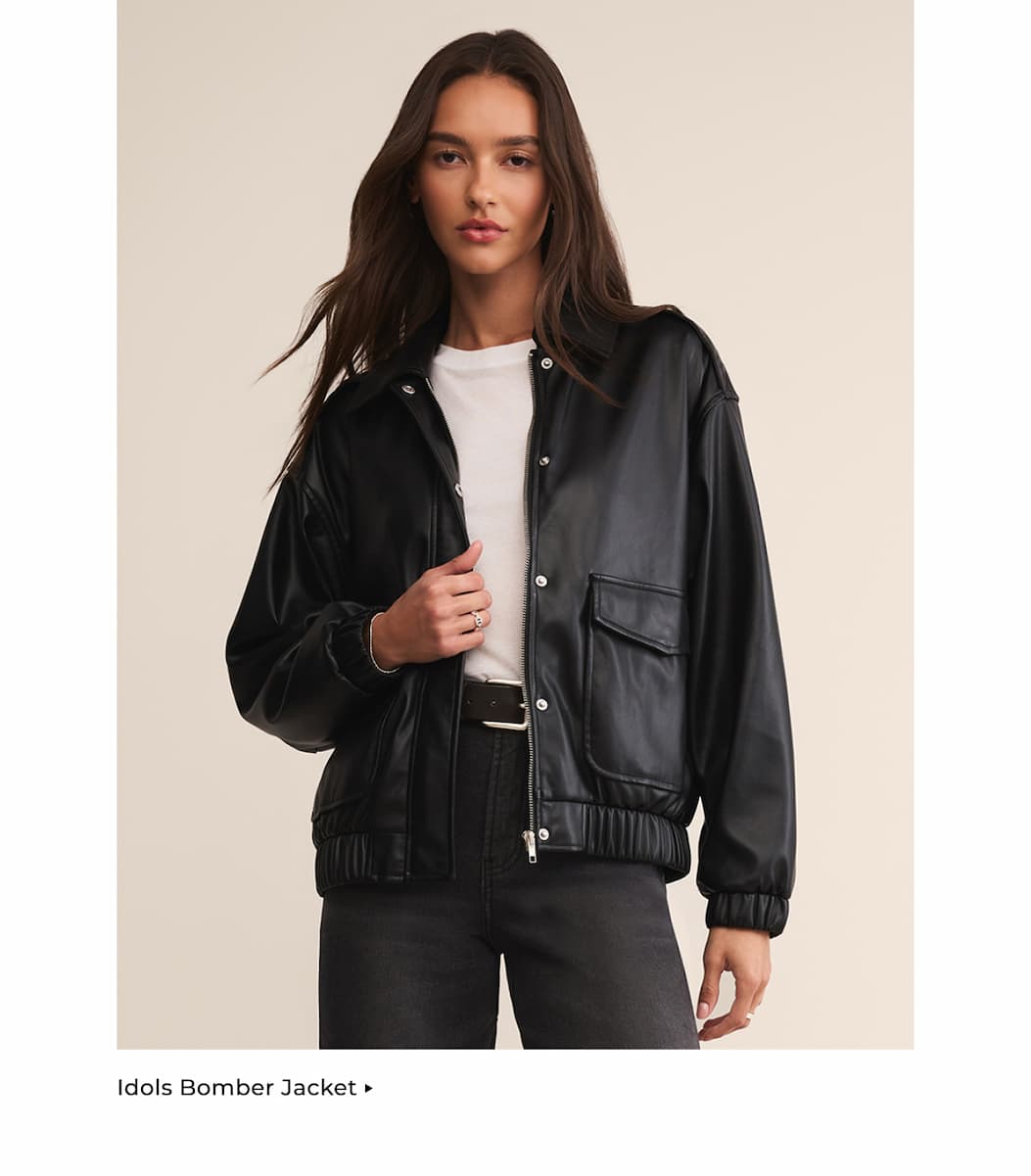 Shop Idols Vegan Leather Bomber Jacket
