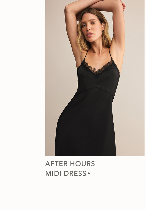 Shop the After Hours Midi Dres in black.