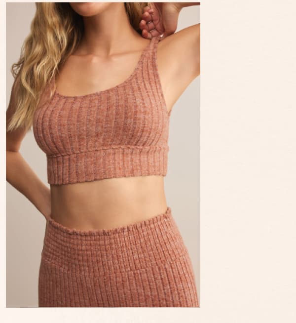 Shop Zoe Rib Tank Bra In Pumpkin Spice