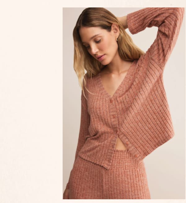 Shop Mara Silky Rib Cardigan In Pumpkin Spice