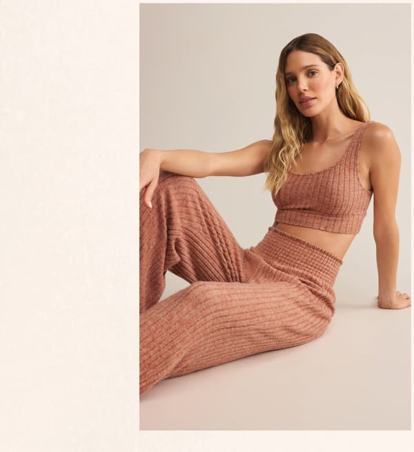 Shop Dawn Smocked Rib Pant In Pumpkin Spice