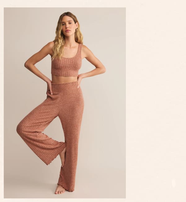 Shop Dawn Smocked Rib Pant In Pumpkin Spice