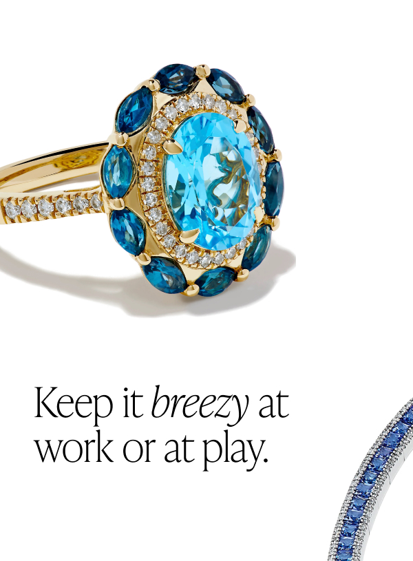 Ocean Bleu 14K Yellow Gold Blue Topaz and Diamond Ring