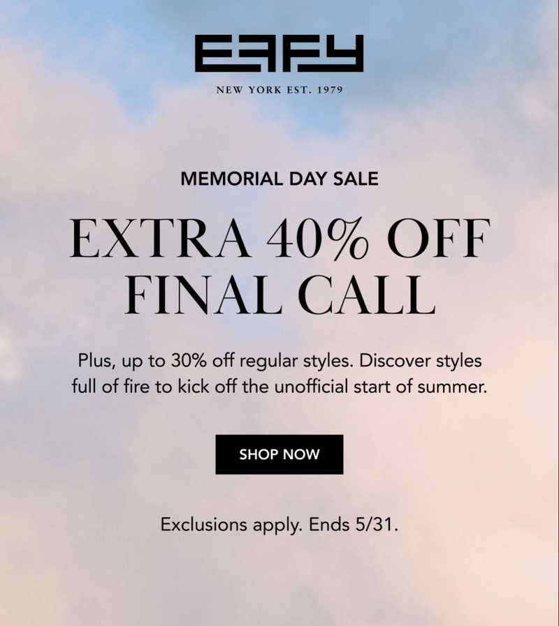 MEMORIAL DAY SALE