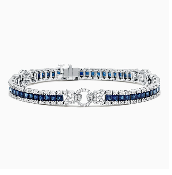 Royale Bleu 14K White Gold Sapphire and Diamond Bracelet, 7.66 TCW