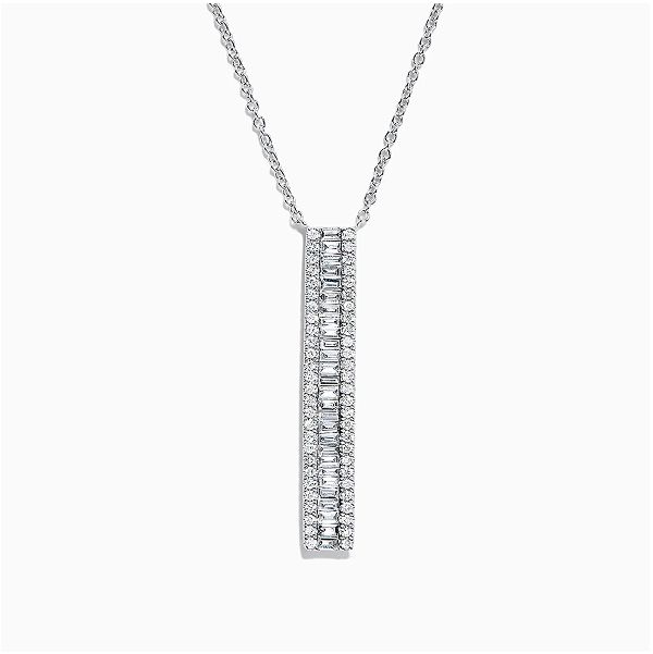 Classique 14K White Gold Diamond Vertical Necklace, 0.61 TCW