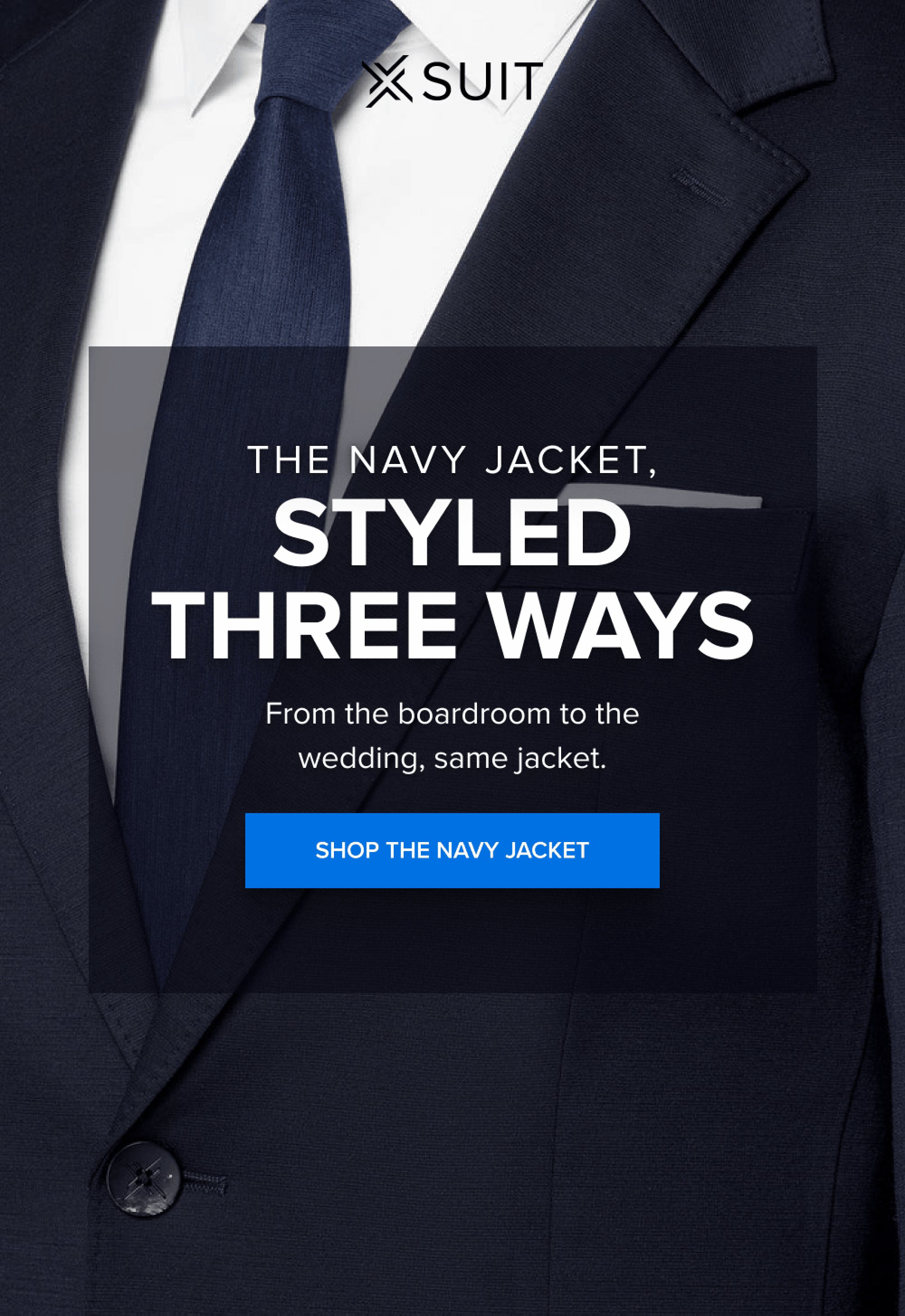 The Navy Jacket, Styled Three Ways From the boardroom to the wedding, same jacket. Link Shop the Navy Jacket
