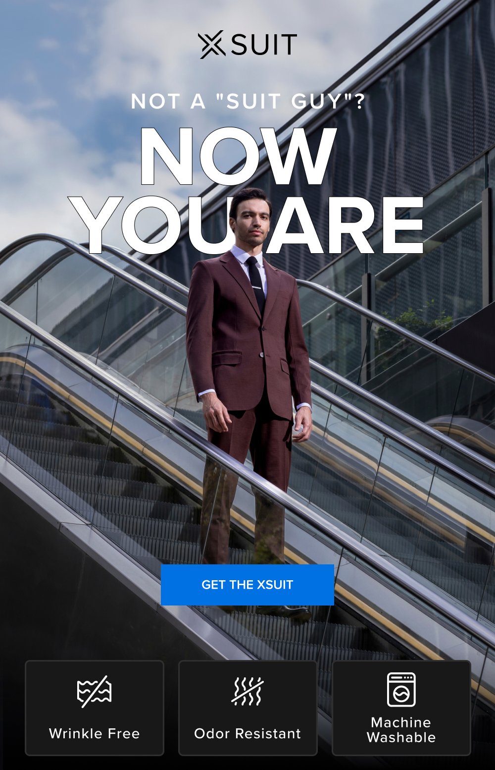 Not a "Suit Guy"? Now You Are GET THE XSUIT Perfectly Fitted Stain Resistant Odor Resistant Machine Washable Wrinkle Free