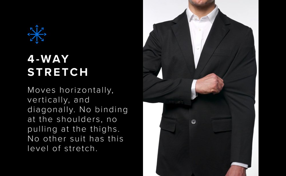4-Way Stretch Moves horizontally, vertically, and diagonally. No binding at the shoulders, no pulling at the thighs. No other suit has this level of stretch. xShirt 5.0 The dress shirt that actually breathes. Shop Shirts xShirt 5.0 The dress shirt that actually breathes. SHOP NOW