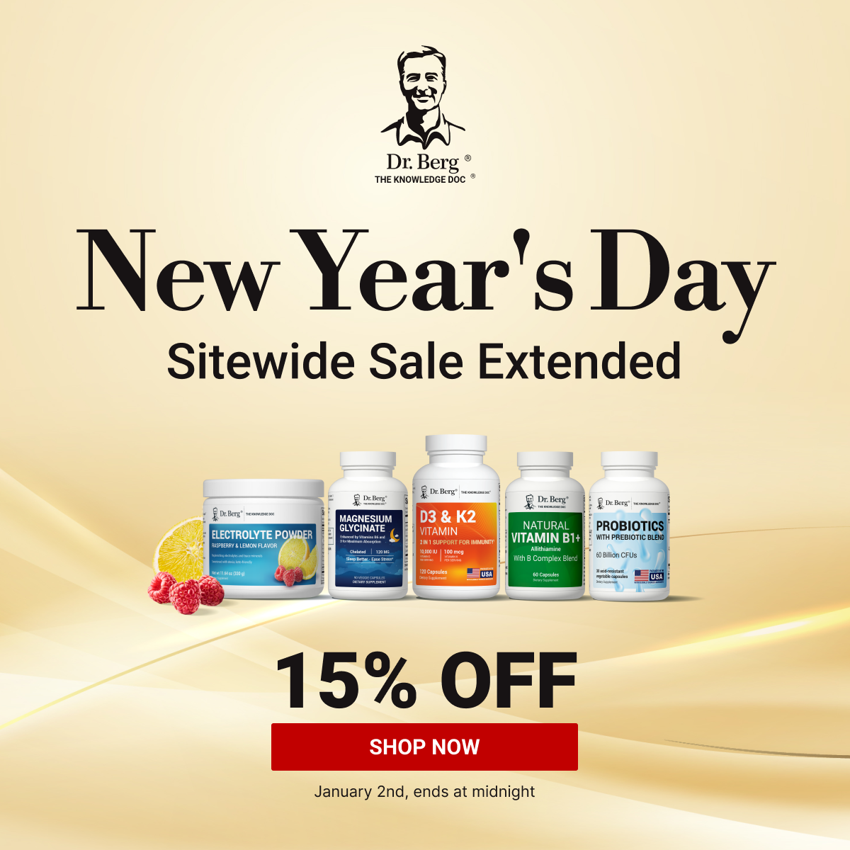 Dr. Berg New Year's Day Sitewide Sale Extended – 15% off select supplements