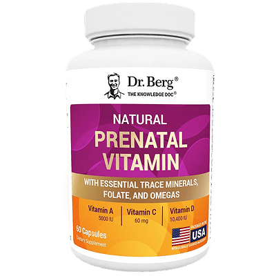 Natural Prenatal Vitamin with Folate and Omegas – 60 Capsules