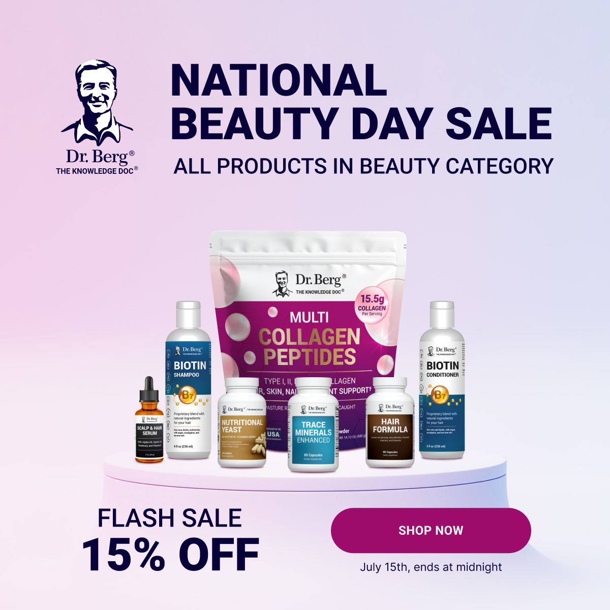 National Beauty Sale ends tonight! 15% off Beauty Products until midnight