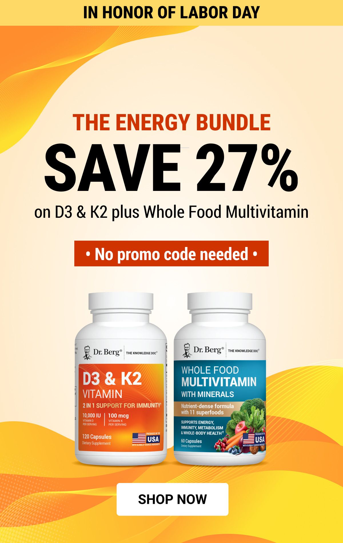 In Honor of Labor Day, Save 27% on the energy bundle, no promo code needed