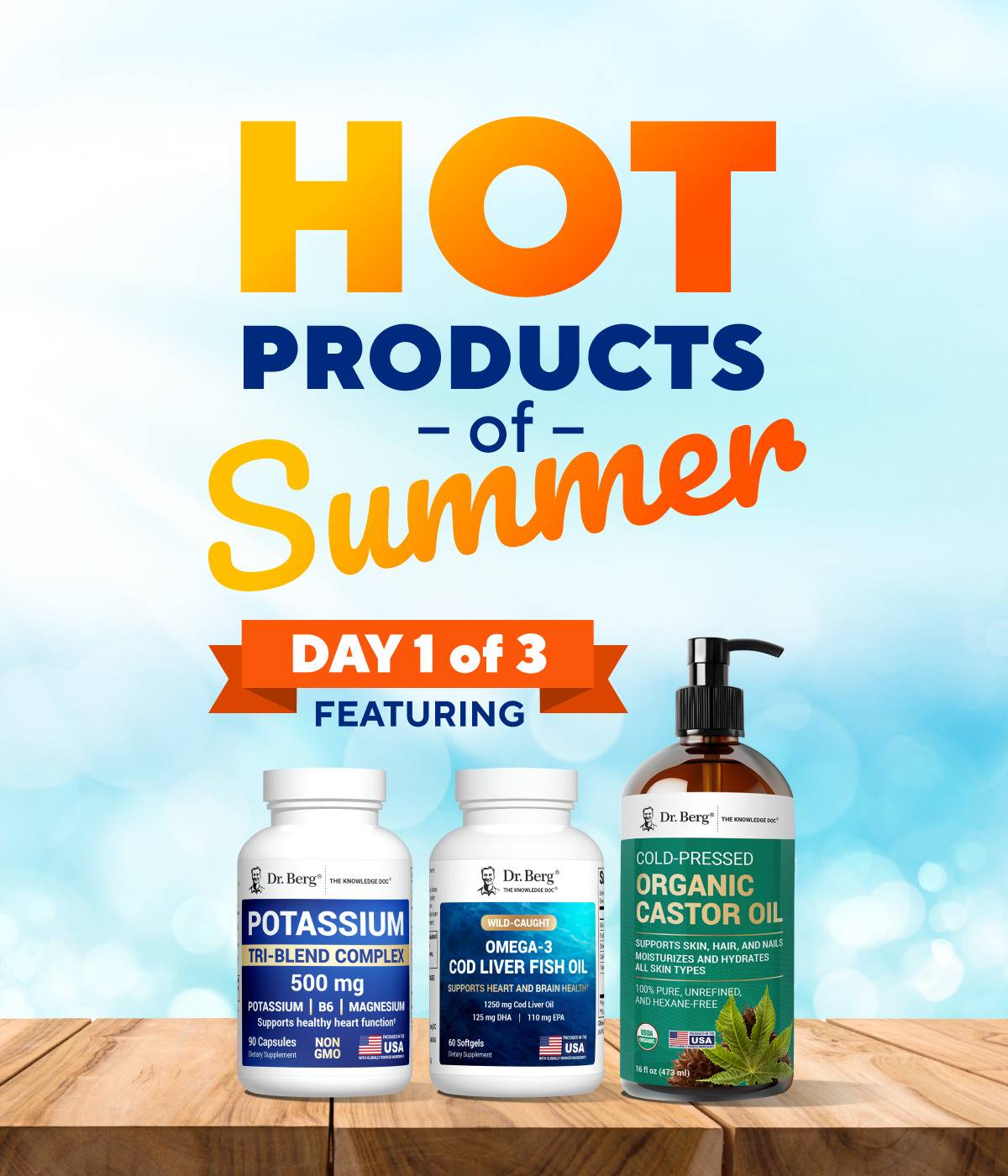 Hot Products of Summer, day 1 of 3, featuring Potassium, Omega 3 and Organic Black Seed Oil products