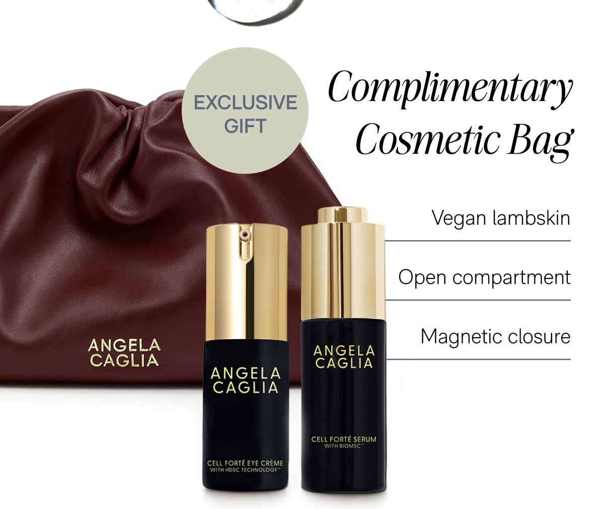 (EXCLUSIVE GIFT) - Complimentary Cosmetic Bag - Vegan lambskin, Open compartment, Magnetic closure