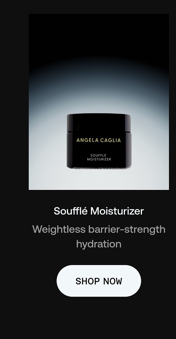Soufflé moisturizer jar with text about weightless barrier-strength hydration.