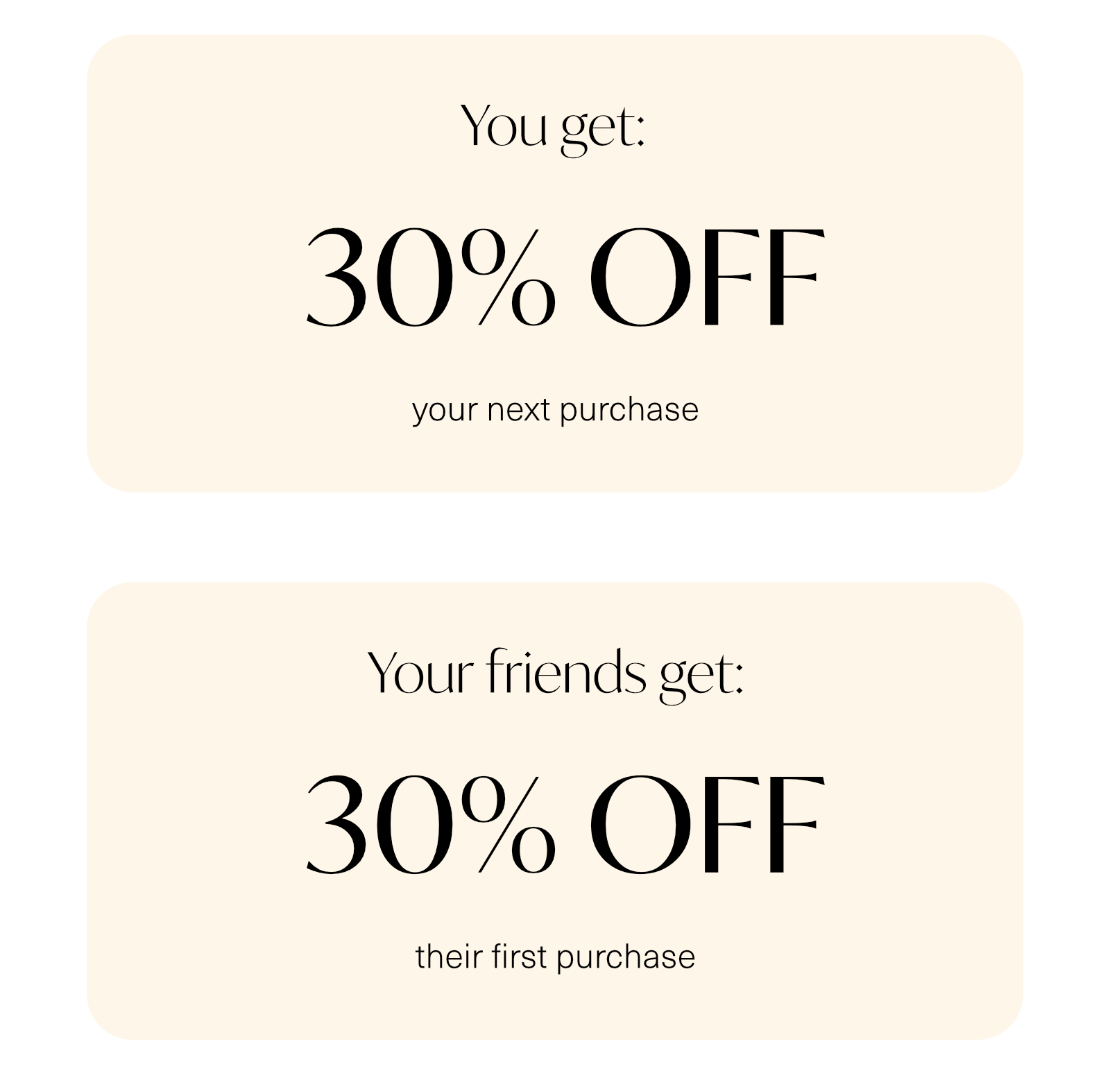 Give 30% Off, Get 30% Off.