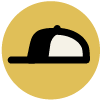 Hat icon on a yellow circle 