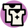 Apparel icon on a purple circle 