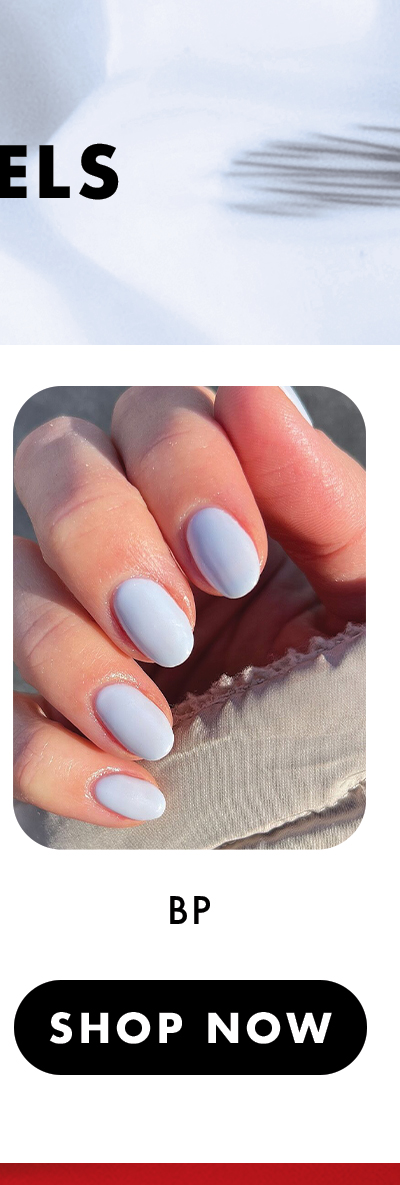 (IMAGE OF MANICURED HAND) PRETTY PASTELS: BP | SHOP NOW