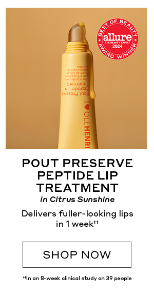 POUT PRESERVE PEPTIDE LIP TREATMENT in Citrus Sunshine | ALLURE BEST OF BEAUTY 2024 | Delivers fuller-looking lips in 1 week | SHOP NOW | In an 8-week clinical study on 39  people