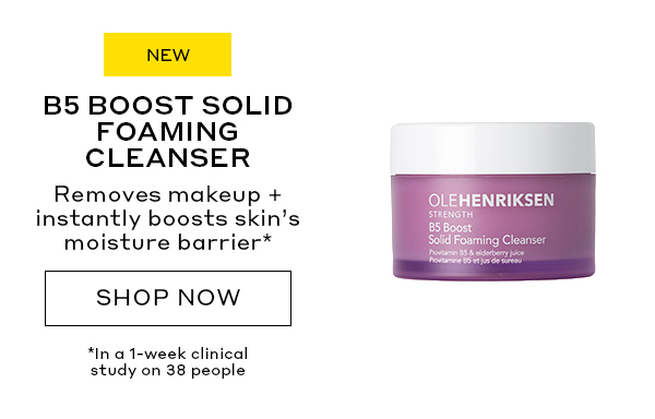 B5 BOOST SOLID FOAMING CLEANSER. REMOVES MAKEUP + INSTANTLY BOOSTS SKIN'S MOISTURE BARRIER.