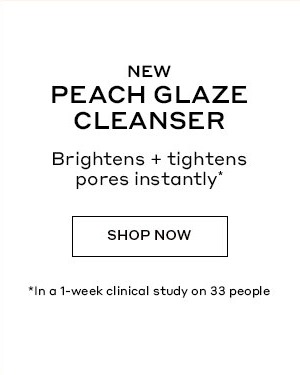 NEW | PEACH GLAZE CLEANSER | Brightens + tightens pores instantly | SHOP NOW | In a 1-week study on 33 people