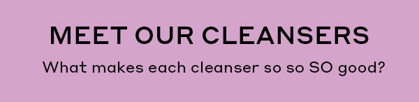 MEET OUR CLEANSERS. WHAT MAKES EACH CLEANSER SO SO SO GOOD?