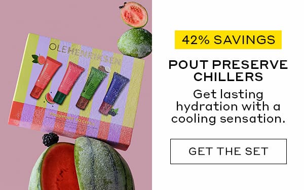 42% SAVINGS | POUT PRESERVE CHILLERS | Get lasting hydration with a cooling sensation. | GET THE SET