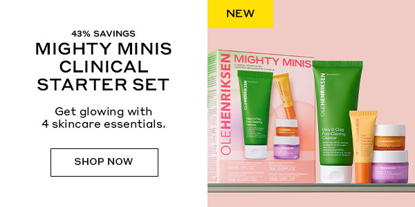 NEW | 43% SAVINGS | MIGHTY MINI CLINICAL STARTER SET | Get glowing with 4 skincare essentials. | SHOP NOW