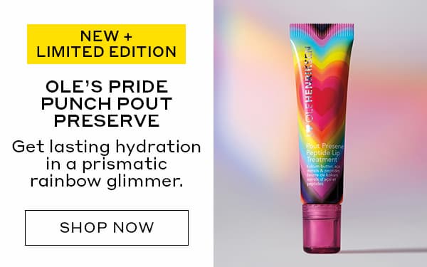 NEW + LIMITED EDITION | OLE'S PRIDE PUNCH POUT PRESERVE | Get lasting hydration in a prismatic rainbow glimmer. | SHOP NOW