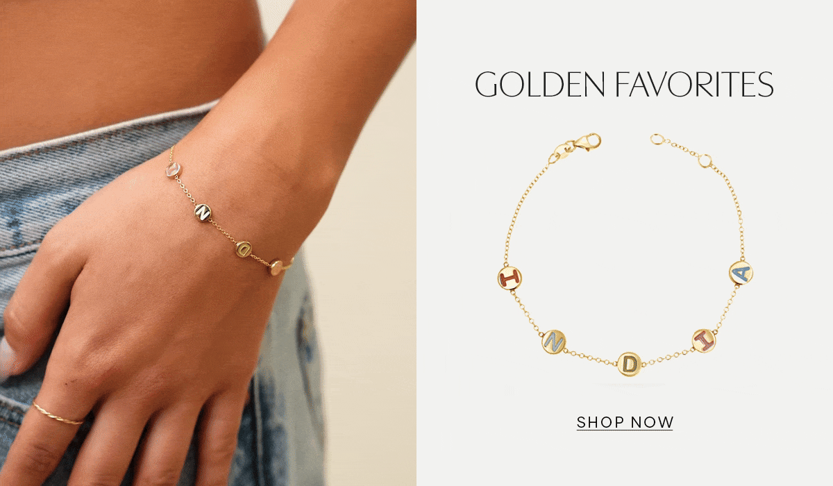 Golden Favorites >> Custom Enamel Letter Bracelet