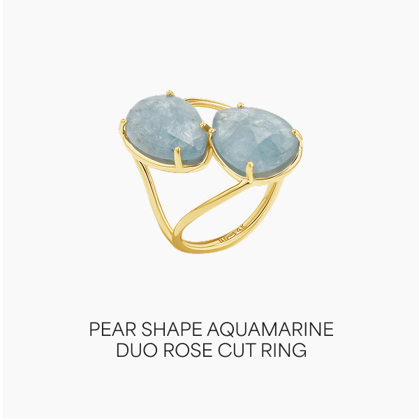 Pear Shape Aquamarine Duo Rose Cut Ring
