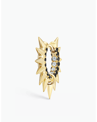 Metal Mohawk with Black and White Diamond Pavé Hoop Earring