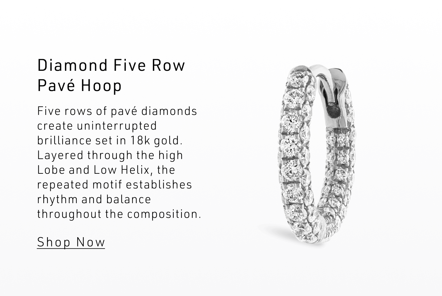 Diamond Five Row Pavé Hoop Earring (Bottom Hinge)