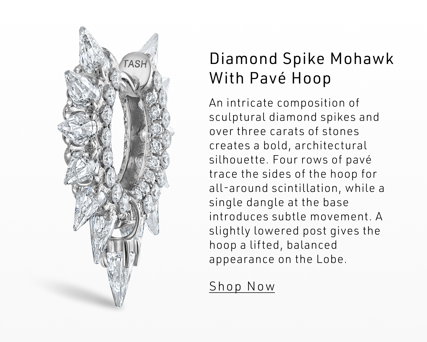 Diamond Spike Mohawk with Pavé Diamond Hoop Earring