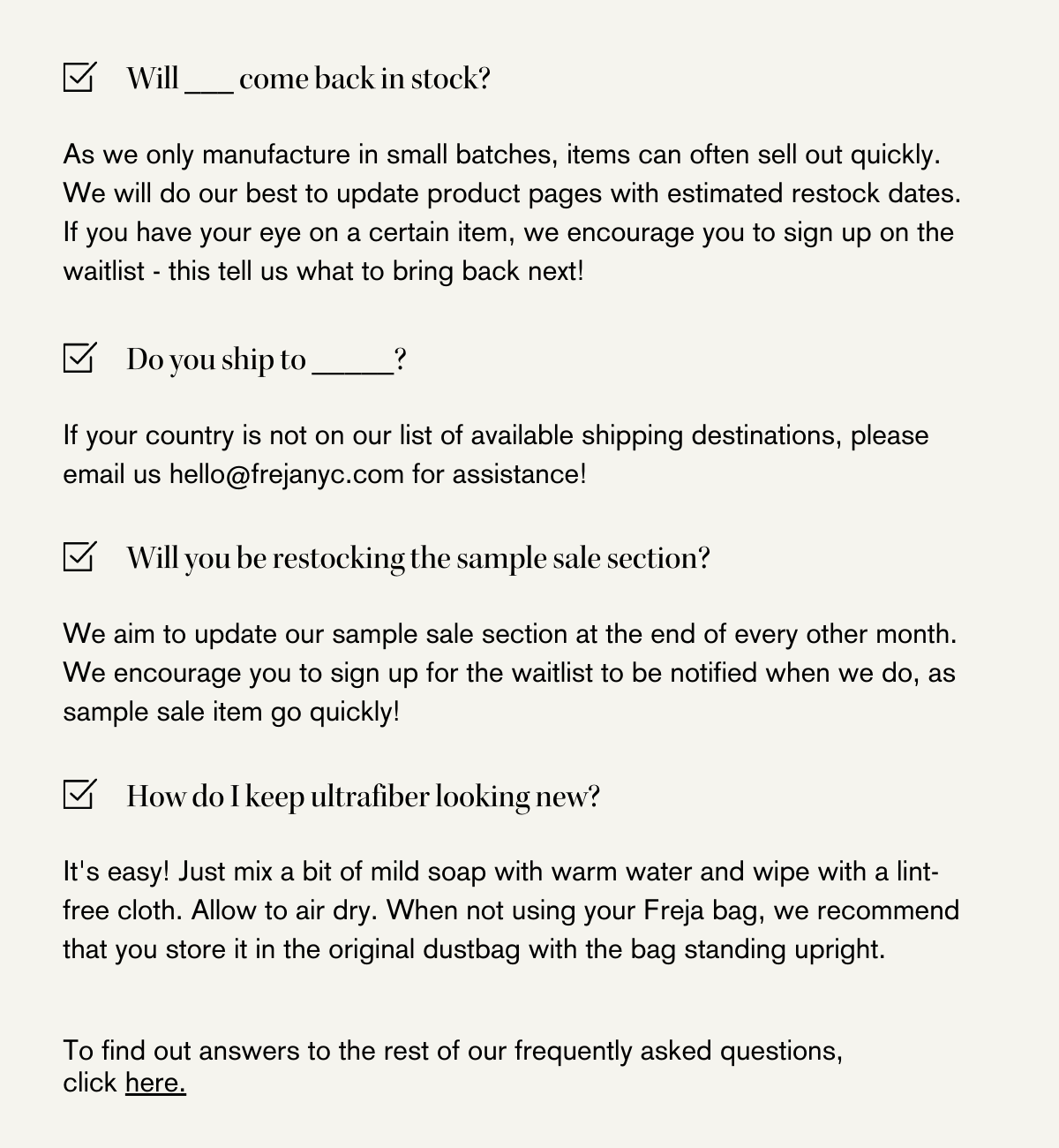 Freja Resources FAQ Page Freja NYC