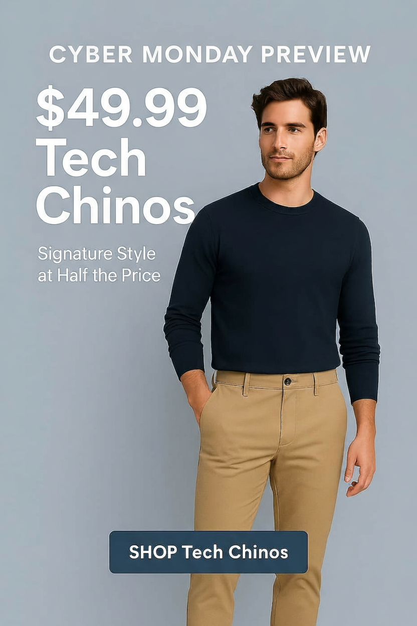 an image of a man in a black shirt and tan pants