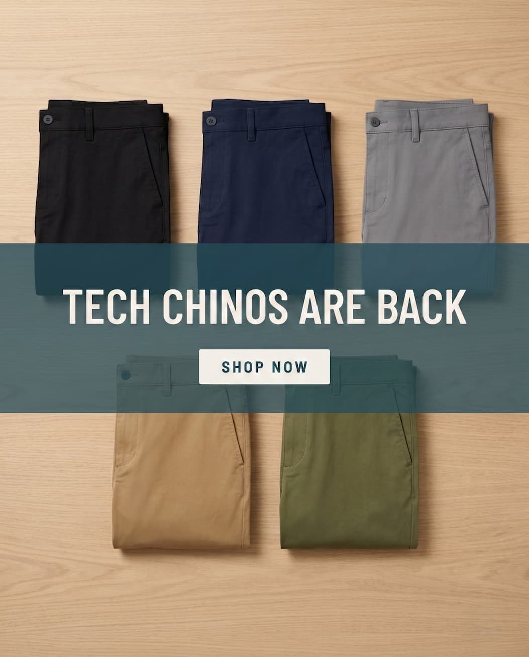 Tech chinos are back in stock